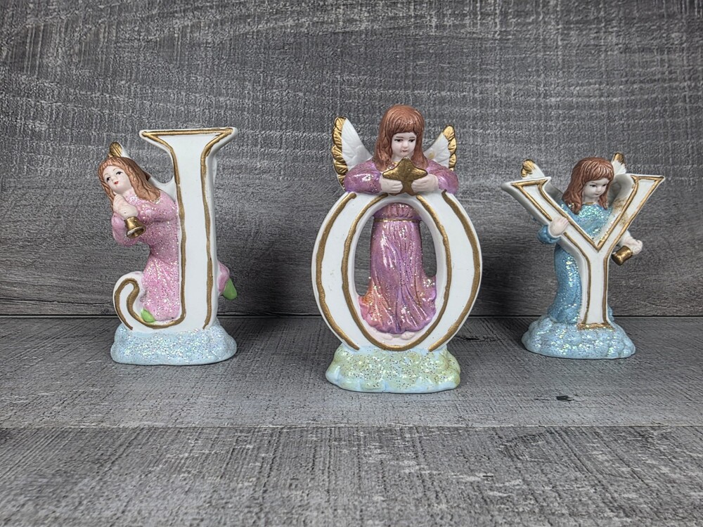 Rare 1997 Lincolnshire Collection Set Glittery Angels Of Joy Figurines g74g2